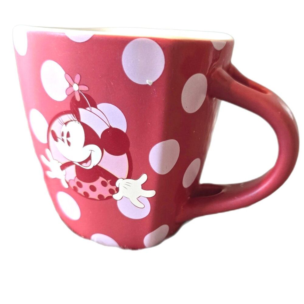 Disney Parks Minnie Mouse Mug Red White Polka Dot Ceramic Thailand